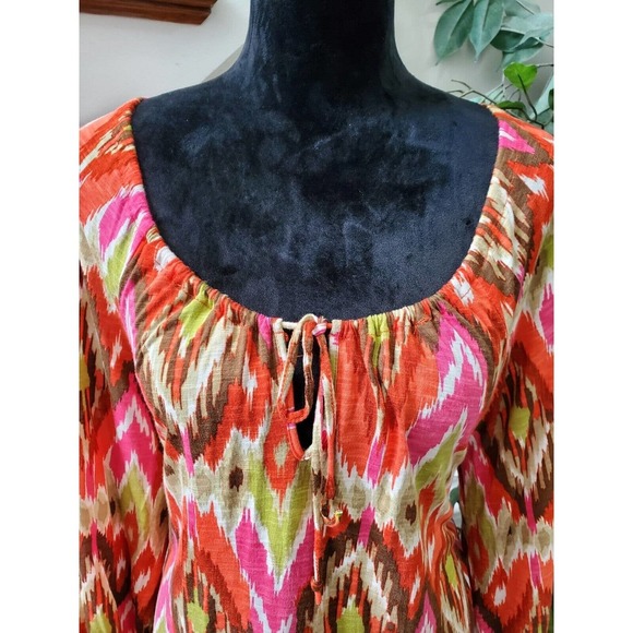 Jones New York Women Multicolor Viscose Scoop Neck Long Sleeve Top Blouse Size M - Picture 4 of 14